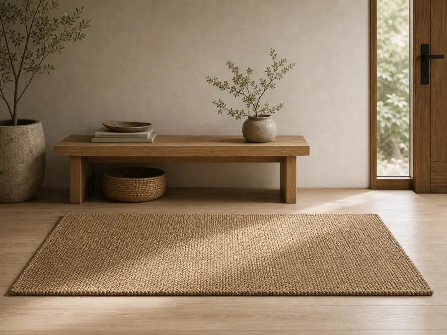 Woven mat for Japandi interior design
