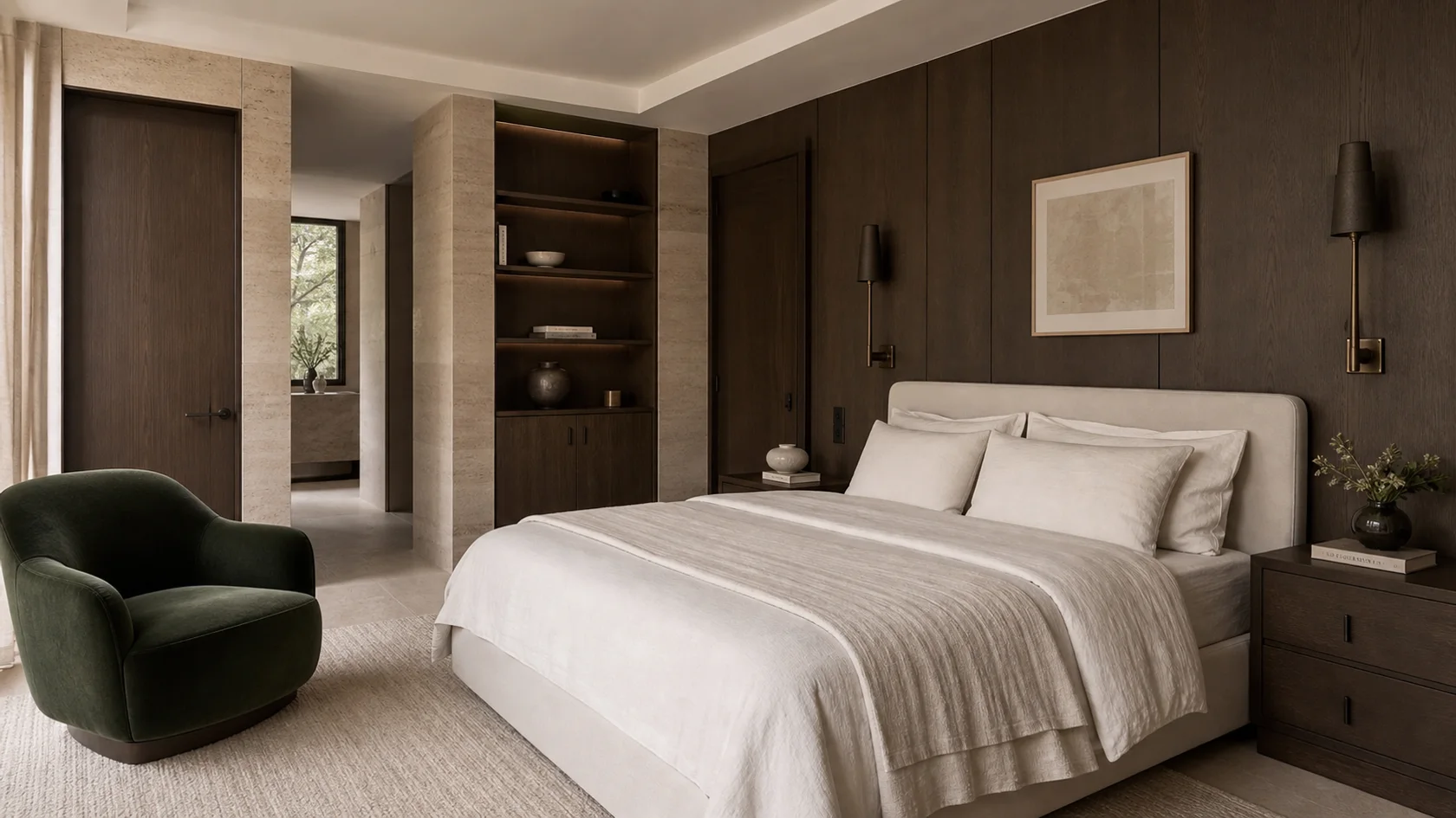 Dark Timber Luxe Modern Bedroom