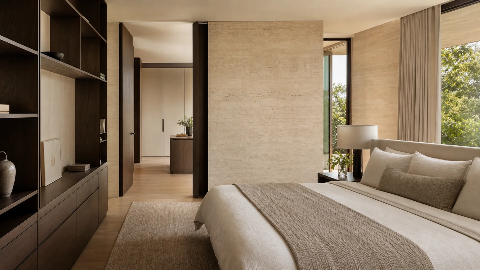 Travertine Suite Luxe Modern Bedroom