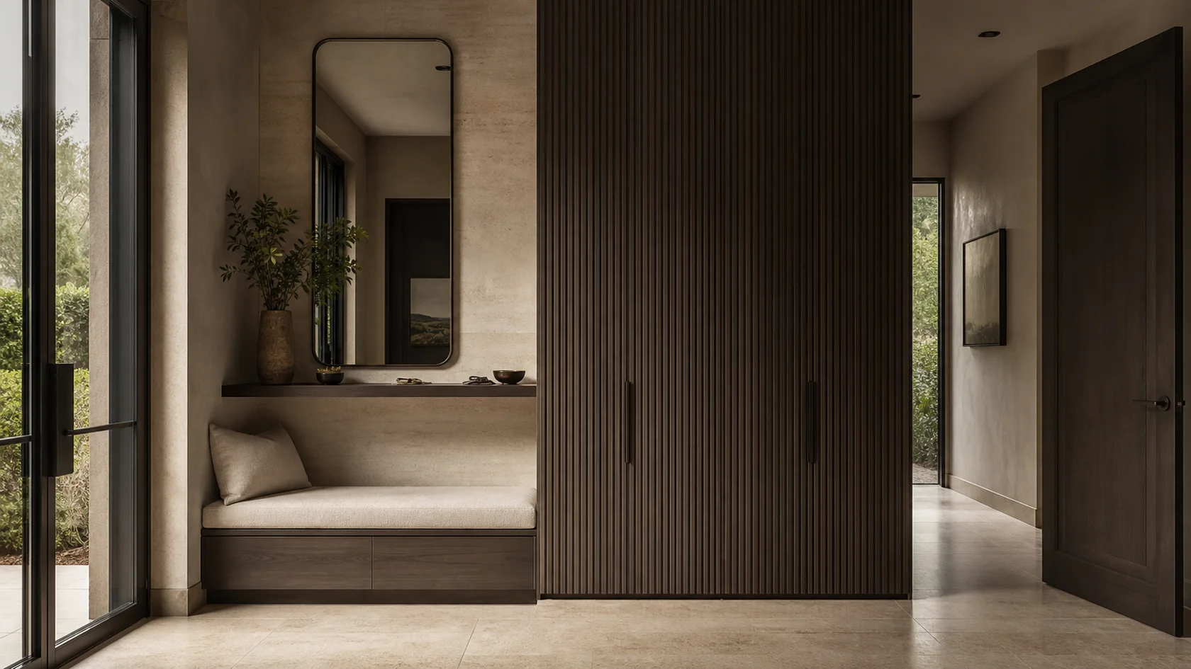 Fluted Storage Luxe Modern Entryway & Hallway