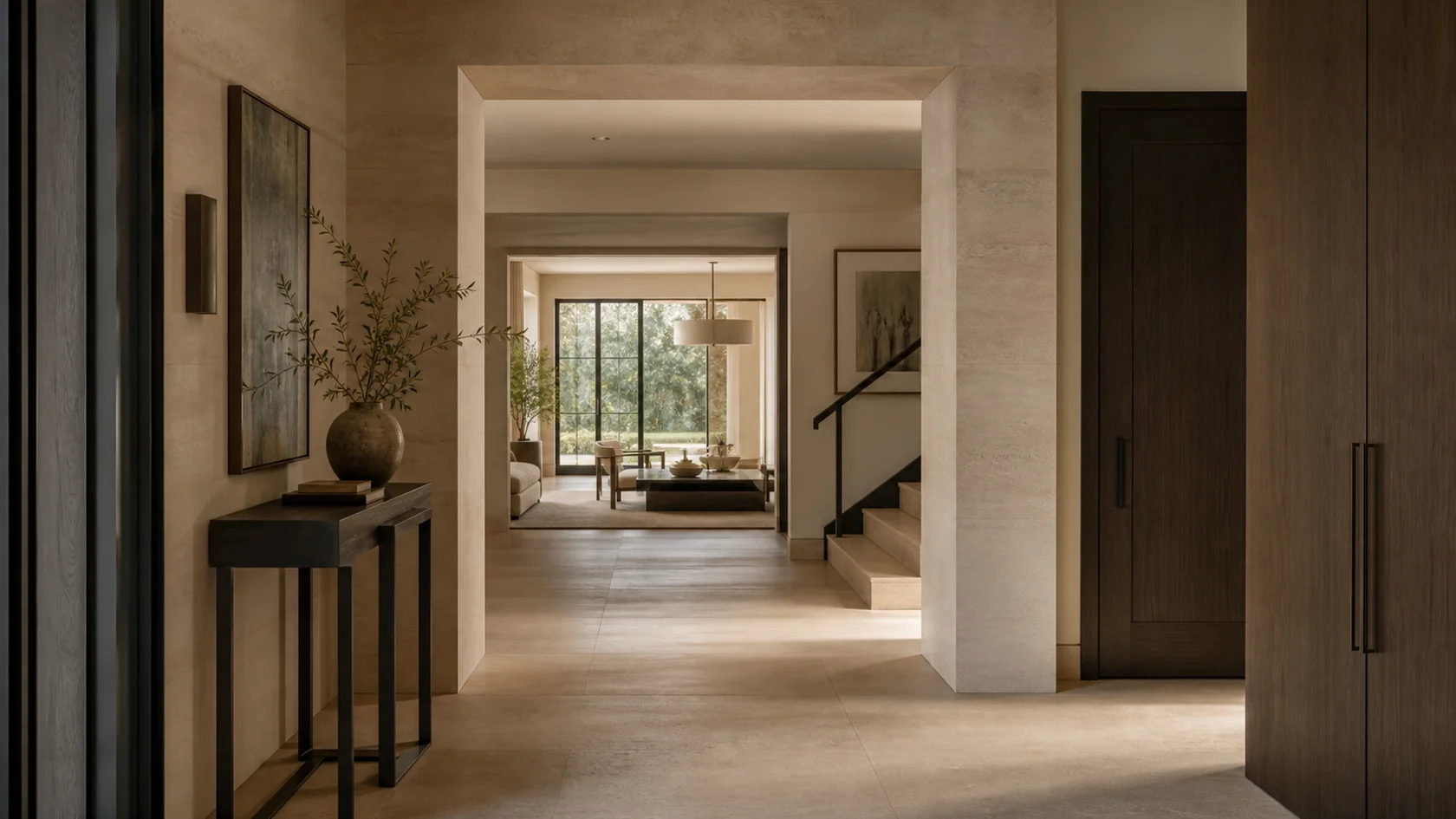 Stone Portal Luxe Modern Entryway & Hallway