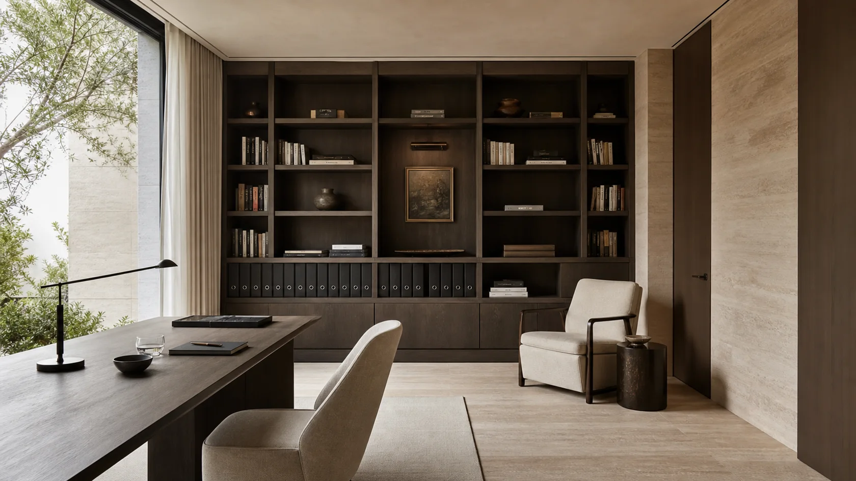Library Wall Luxe Modern Home Office