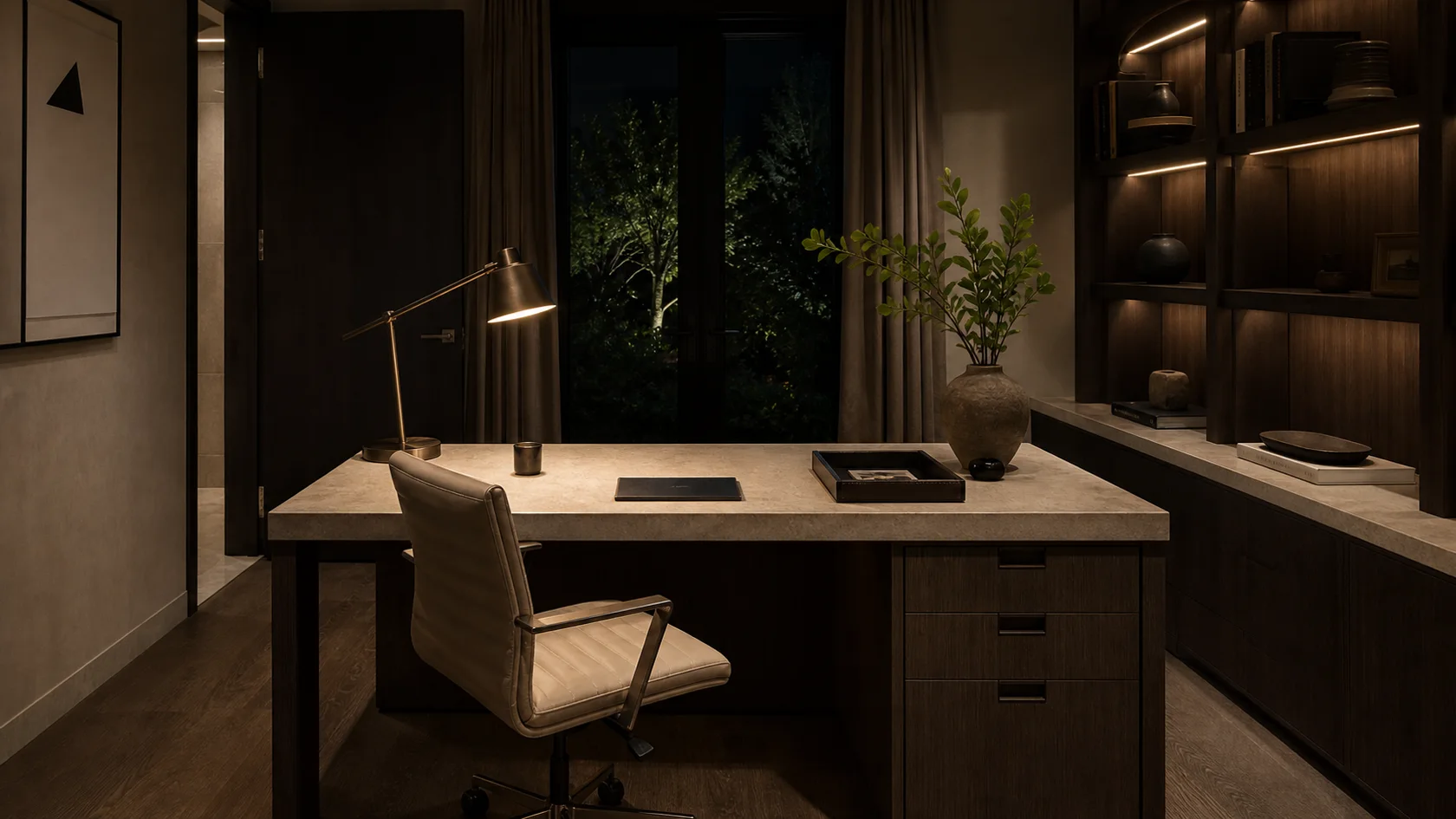 Night Study Luxe Modern Home Office