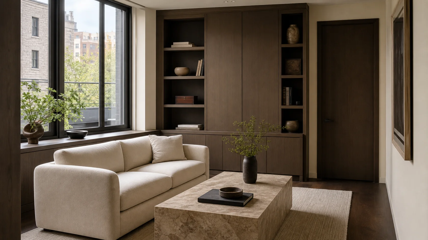 Compact Tailored Luxe Modern Living Room