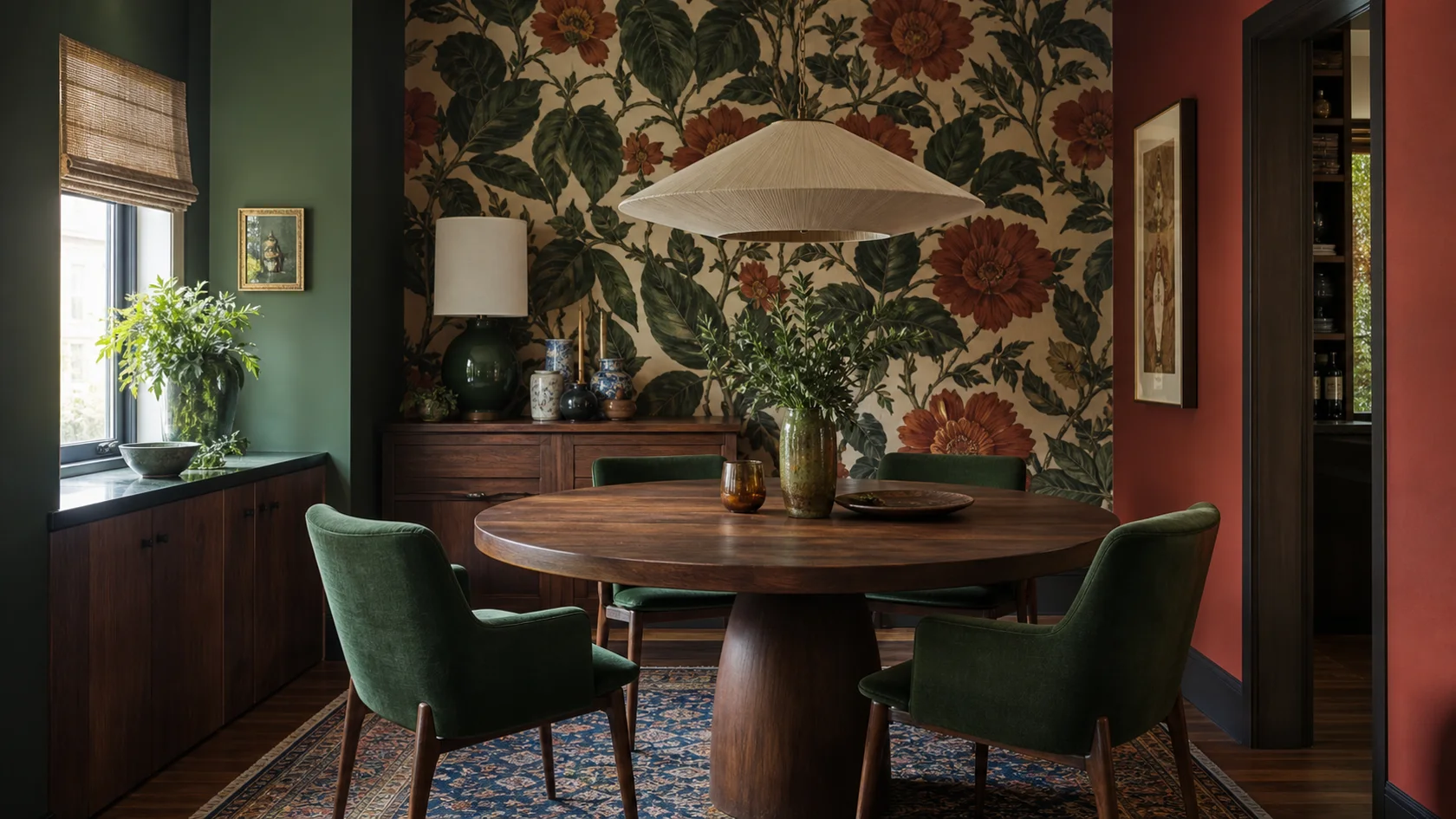 Compact Pattern Maximalist Dining Room