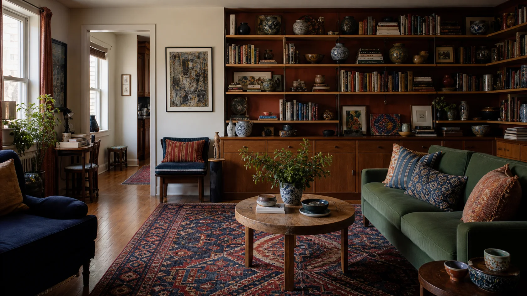 Compact Focal Wall Maximalist Living Room