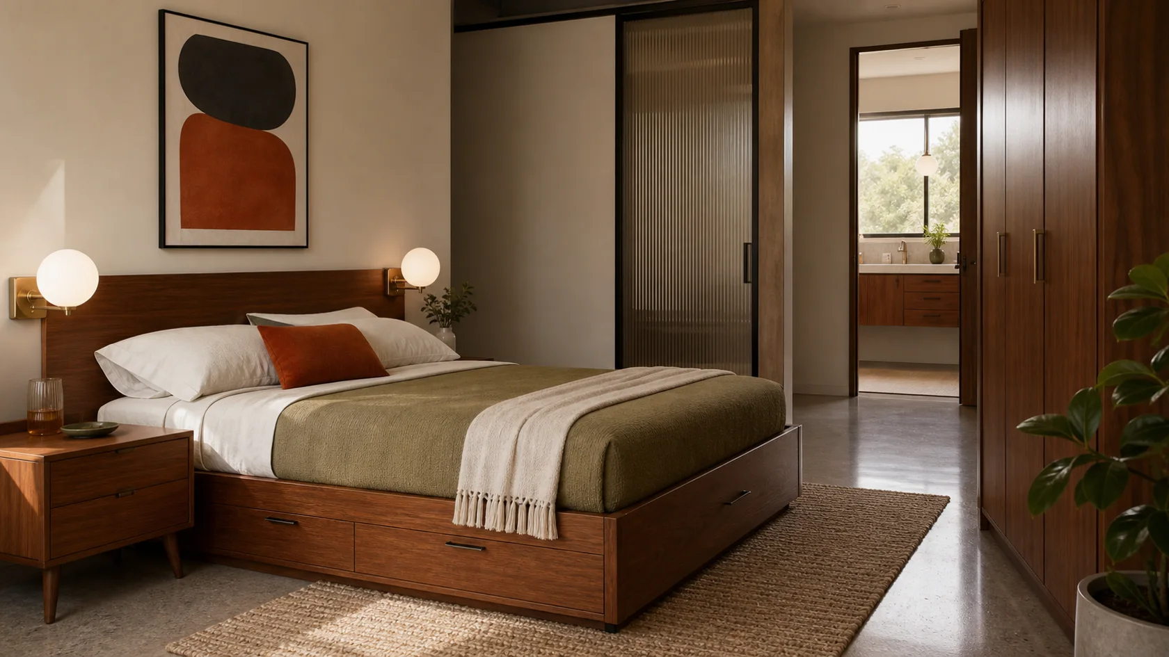 Compact Mid-Century Modern Bedroom