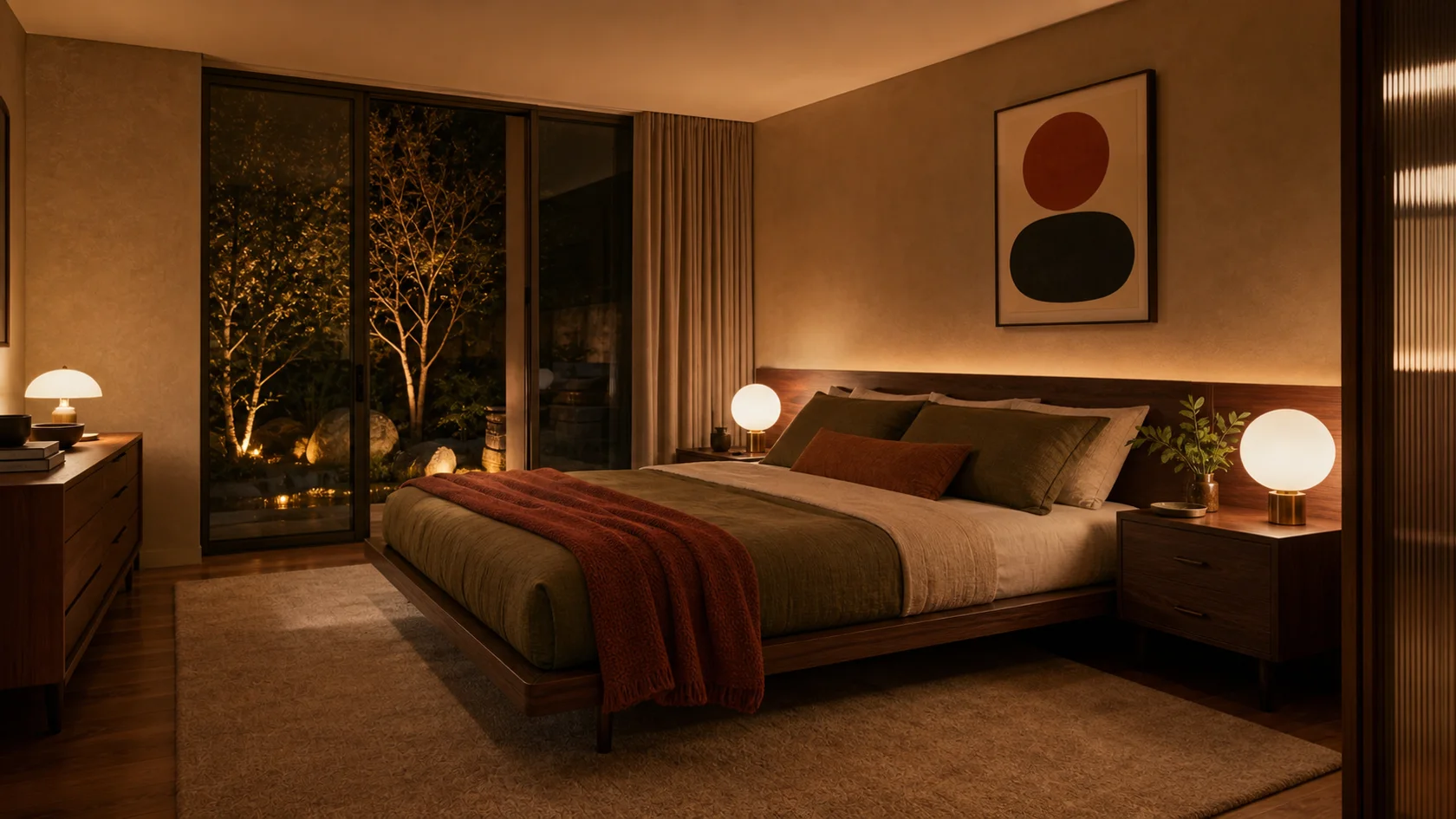 Night Mid-Century Modern Bedroom