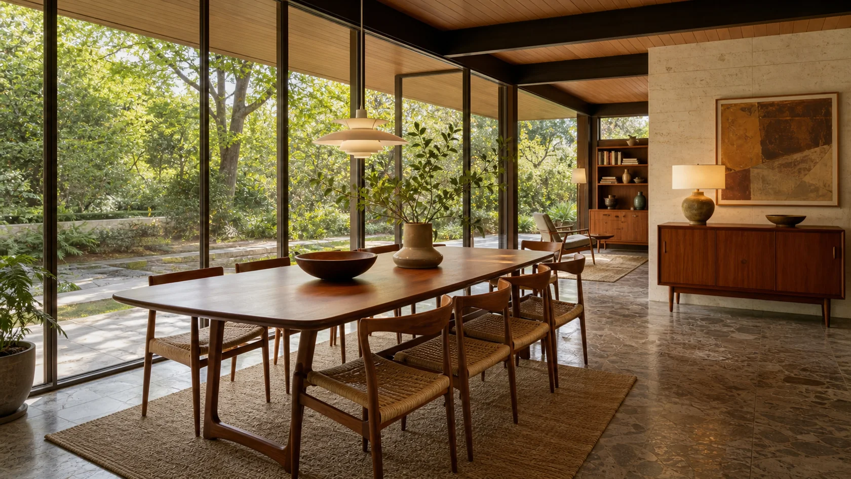 Glass House Mid-Century Modern Dining Room