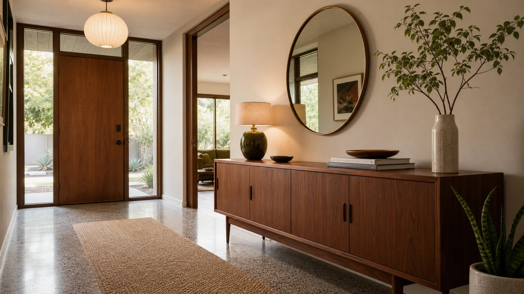 Credenza Mid-Century Modern Entryway & Hallway