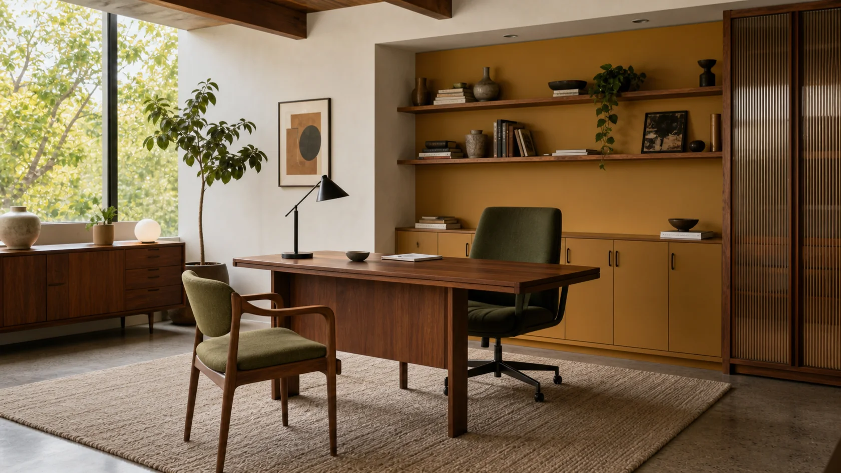 Color Mid-Century Modern Home Office