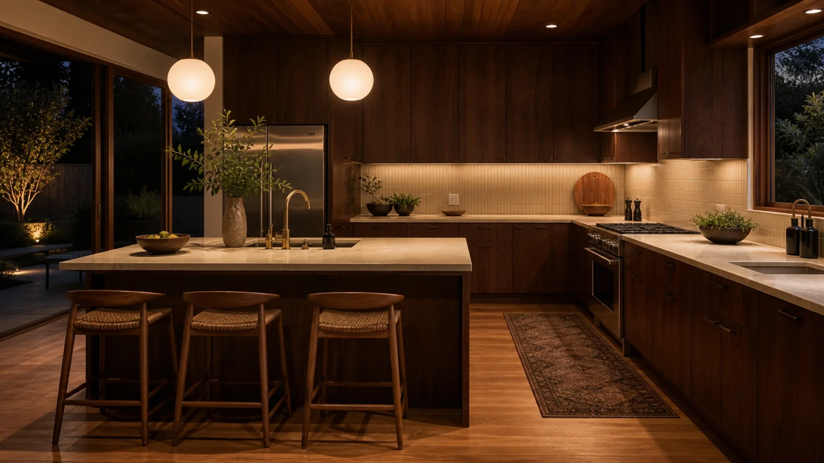 Evening Mid-Century Modern Kitchen
