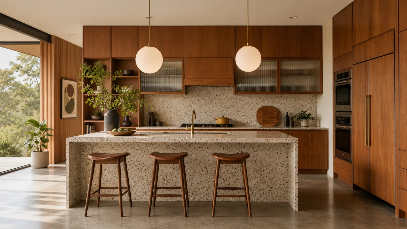 Terrazzo Island Mid-Century Modern Kitchen