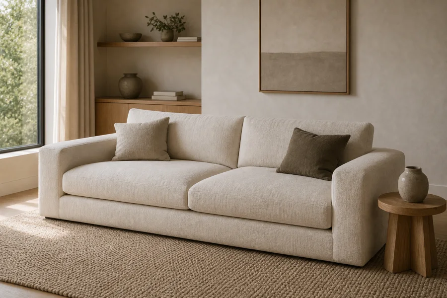 Low clean-lined sofa for Minimalist interior design