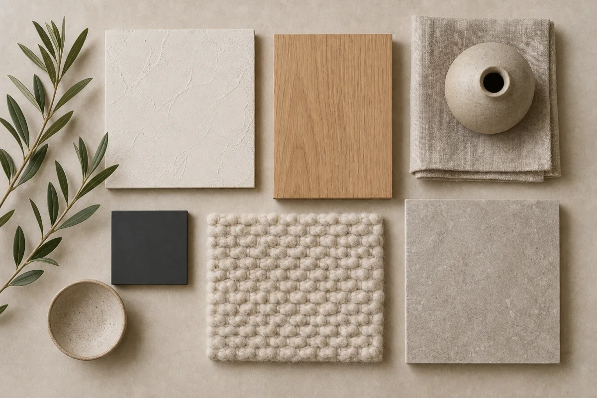 Minimalist bedroom material board