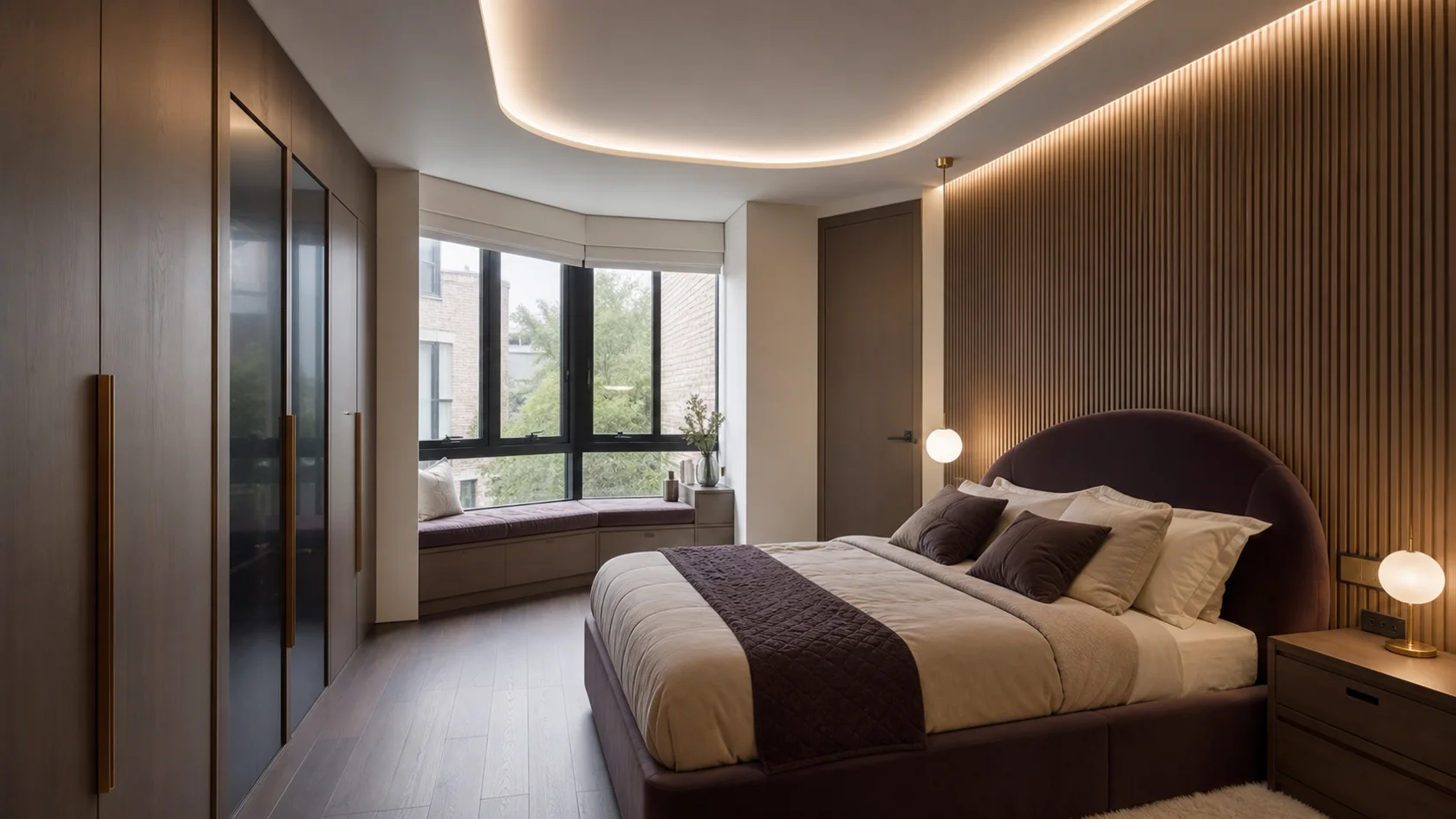 Compact Curve Modern Glam Bedroom