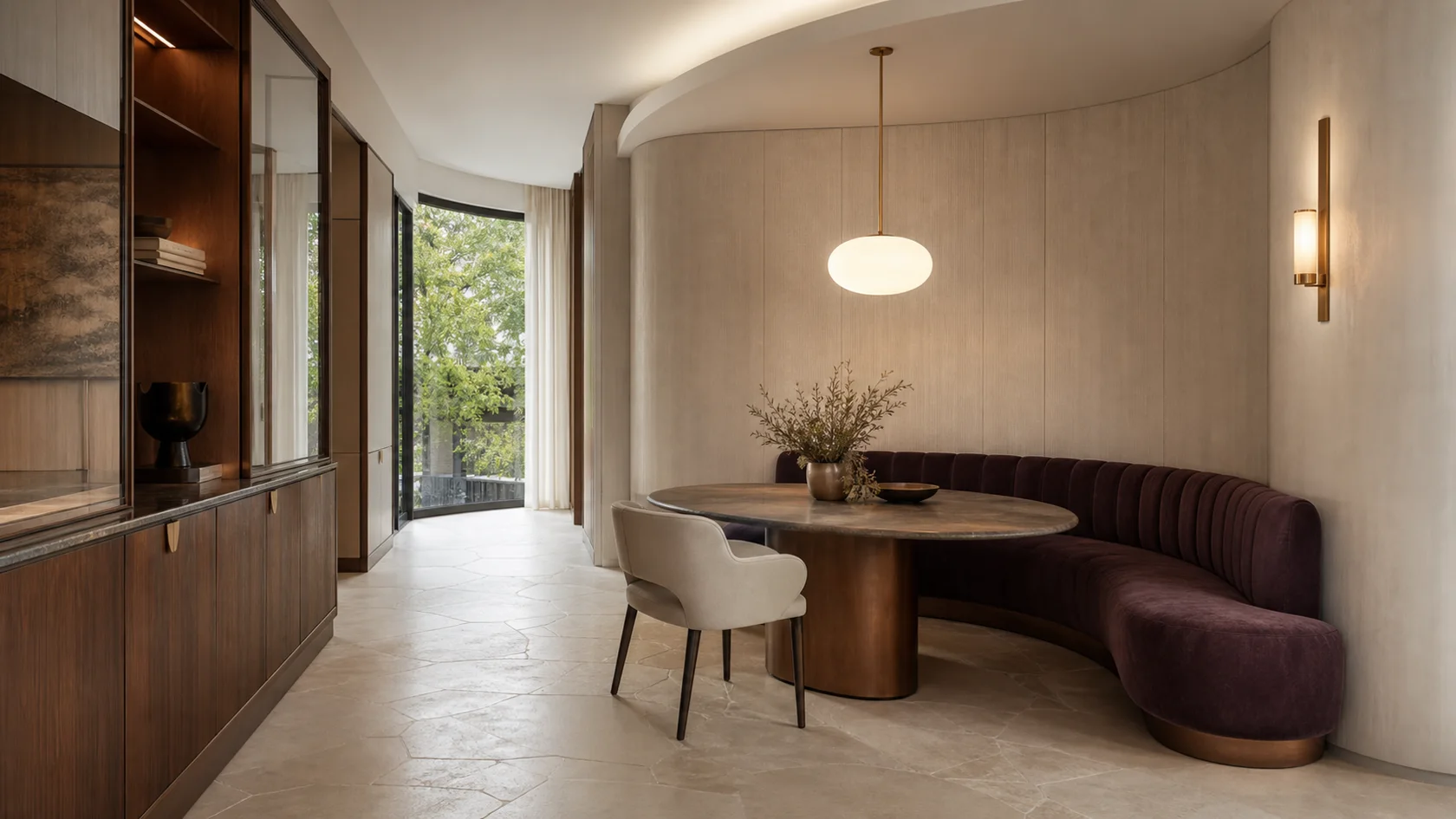Compact Banquette Modern Glam Dining Room