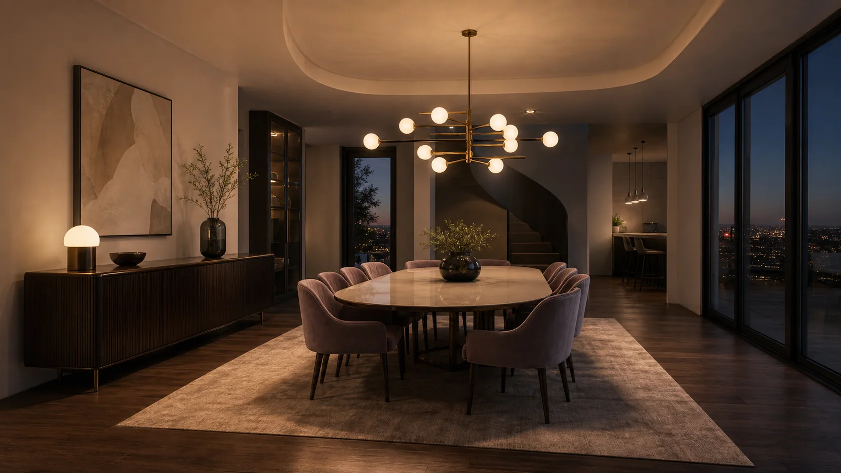 Evening Chandelier Modern Glam Dining Room