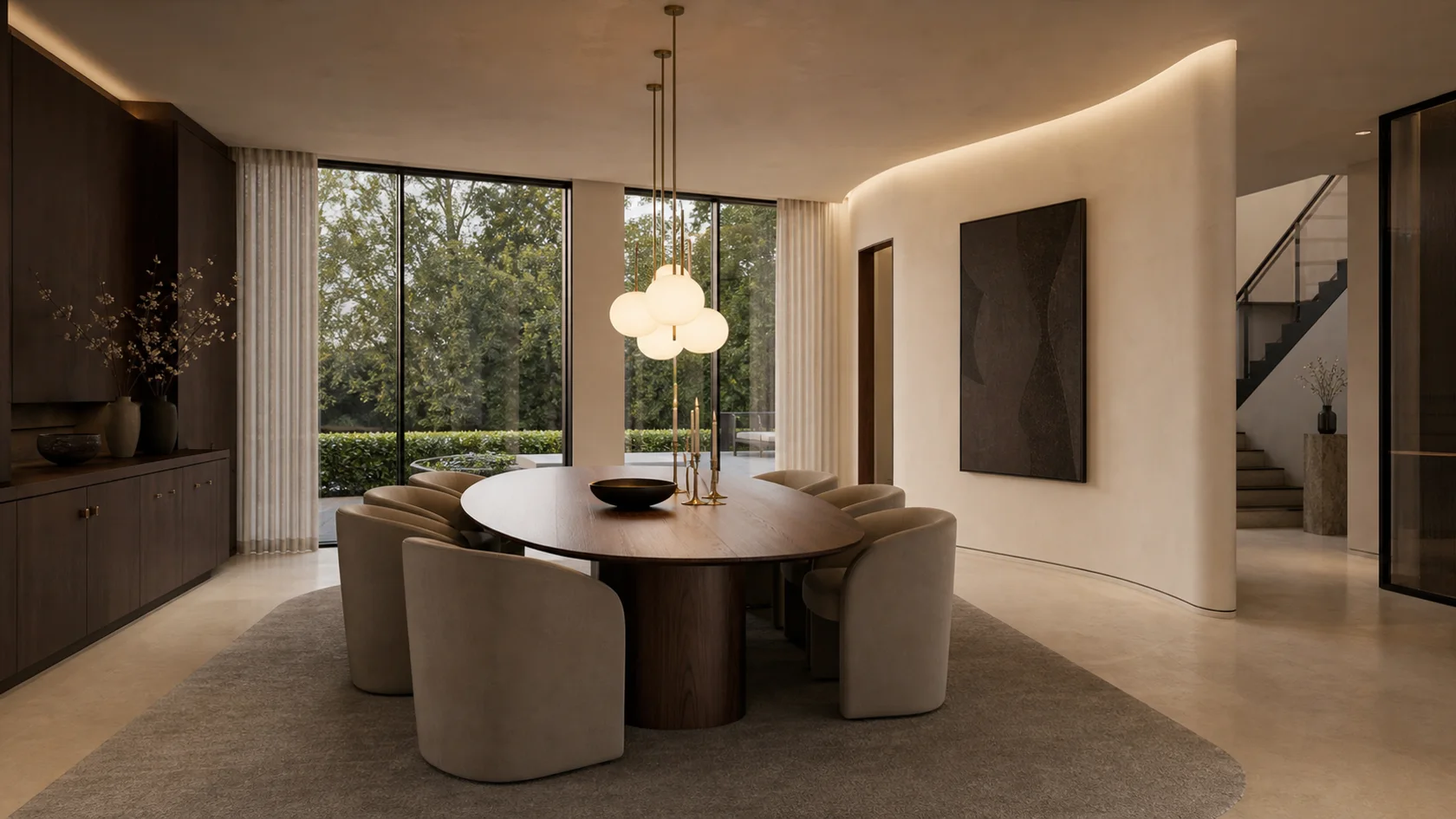 Oval Table Modern Glam Dining Room