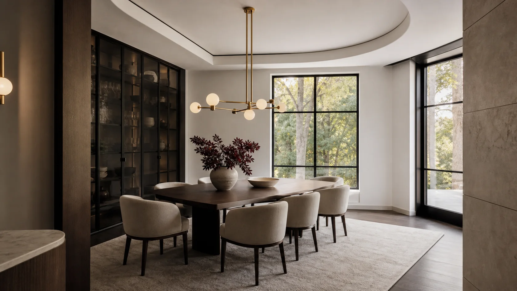 Smoked Glass Modern Glam Dining Room