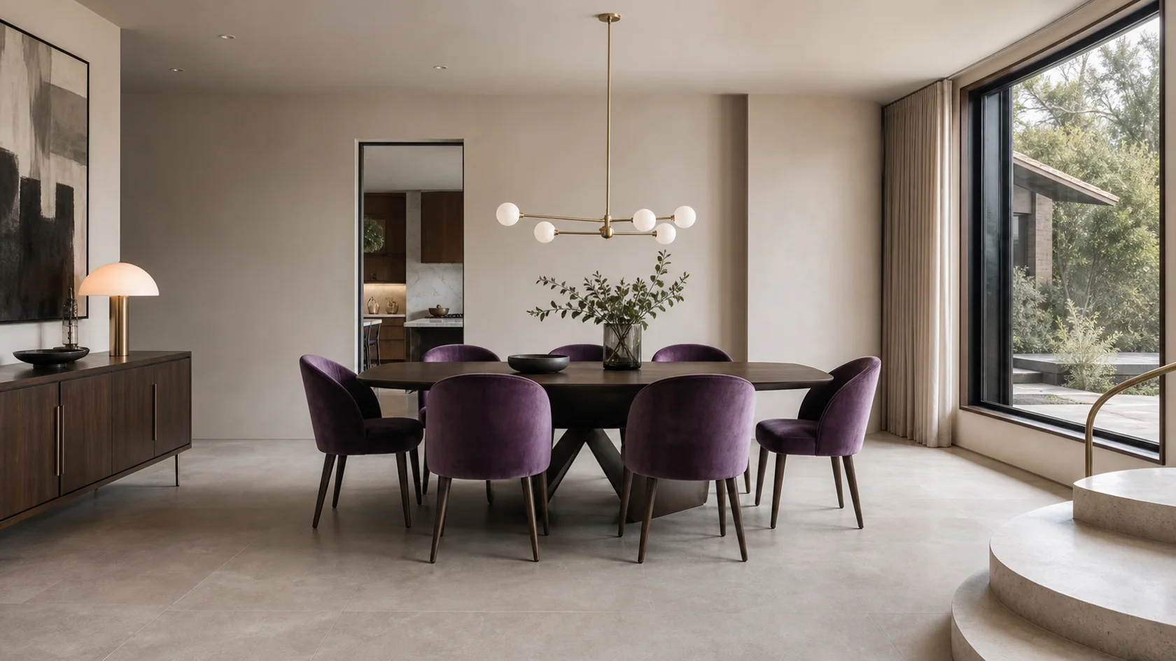 Velvet Chairs Modern Glam Dining Room