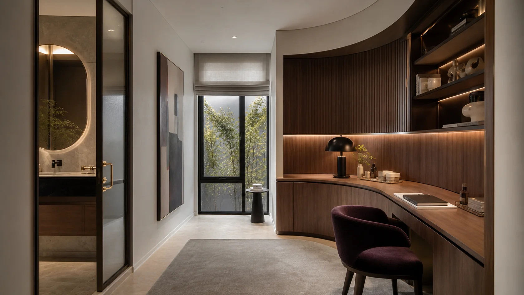 Compact Alcove Modern Glam Home Office