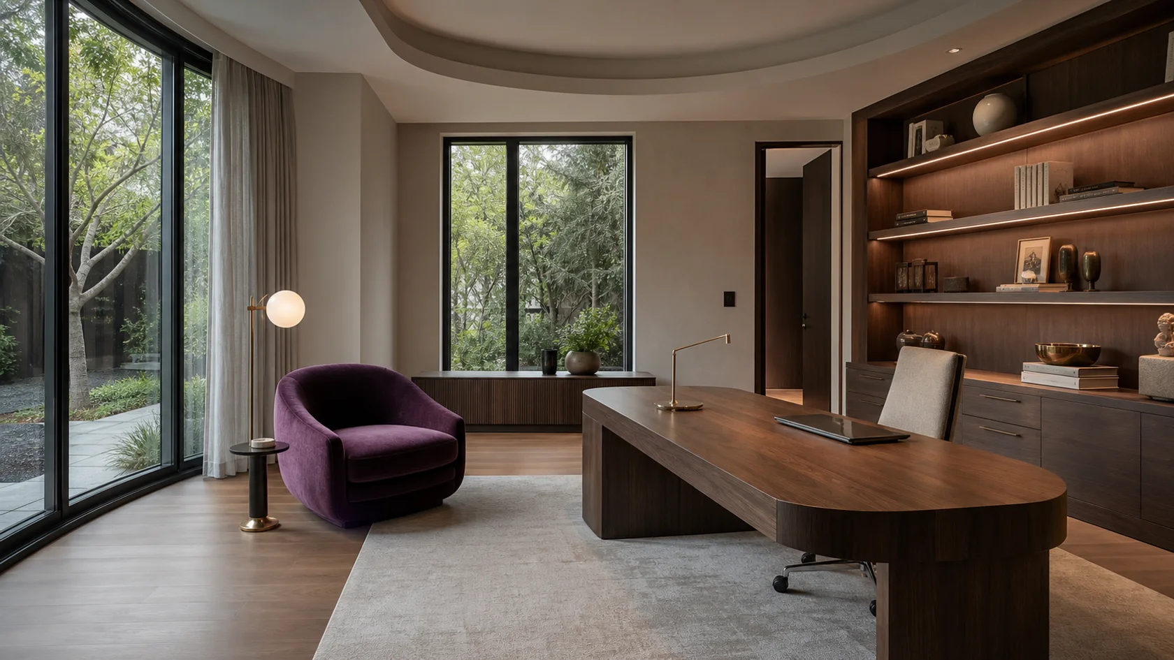 Plum Study Modern Glam Home Office