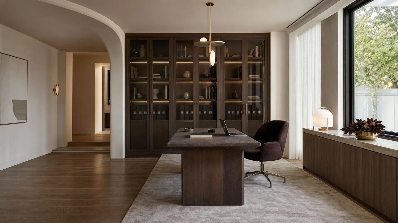 Smoked Glass Library Modern Glam Home Office