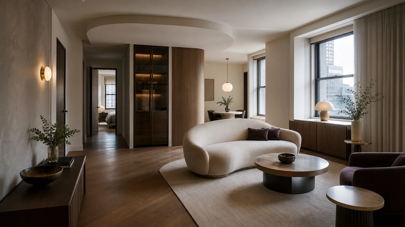 Compact Sculptural Modern Glam Living Room