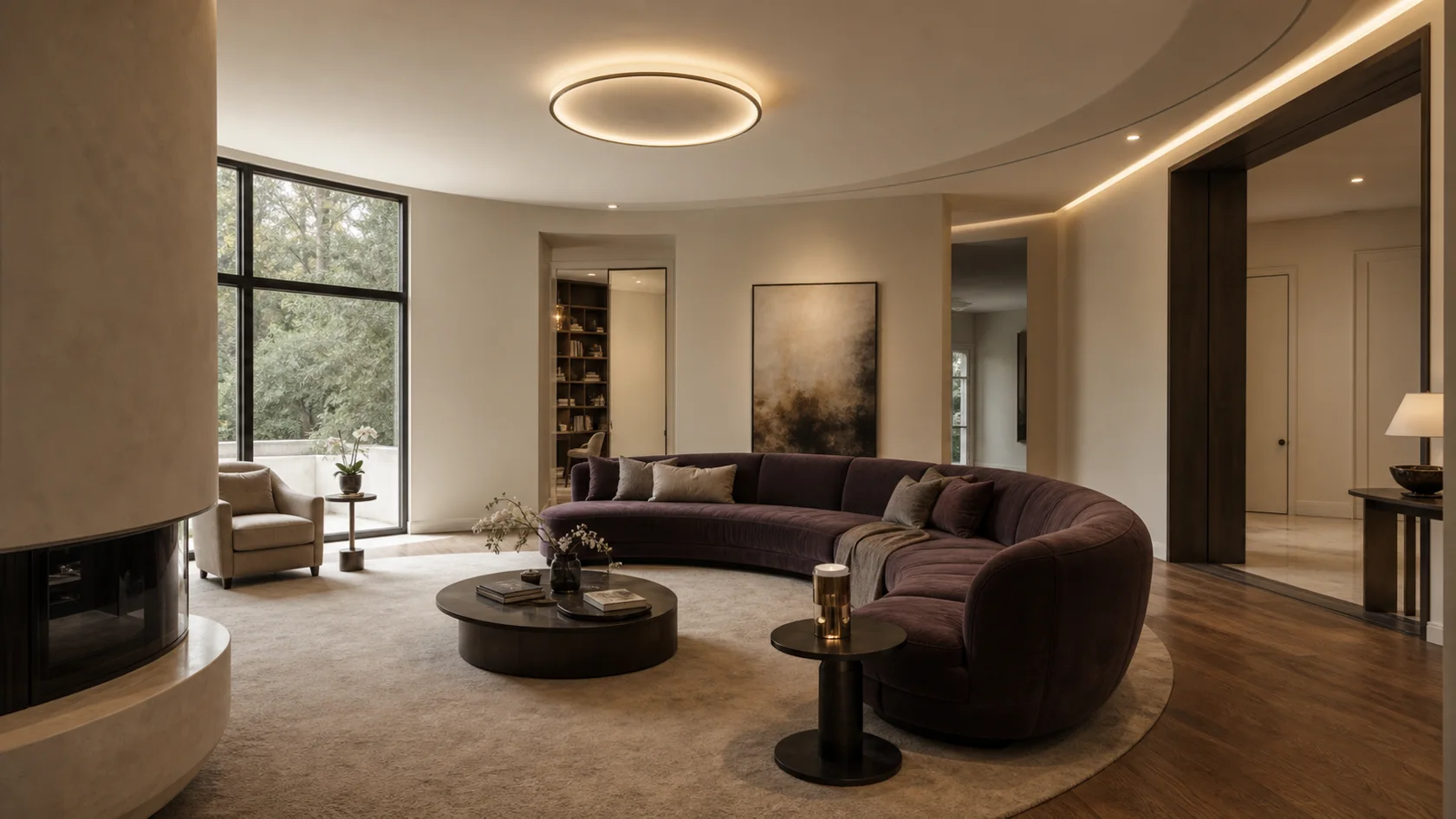 Curved Velvet Modern Glam Living Room