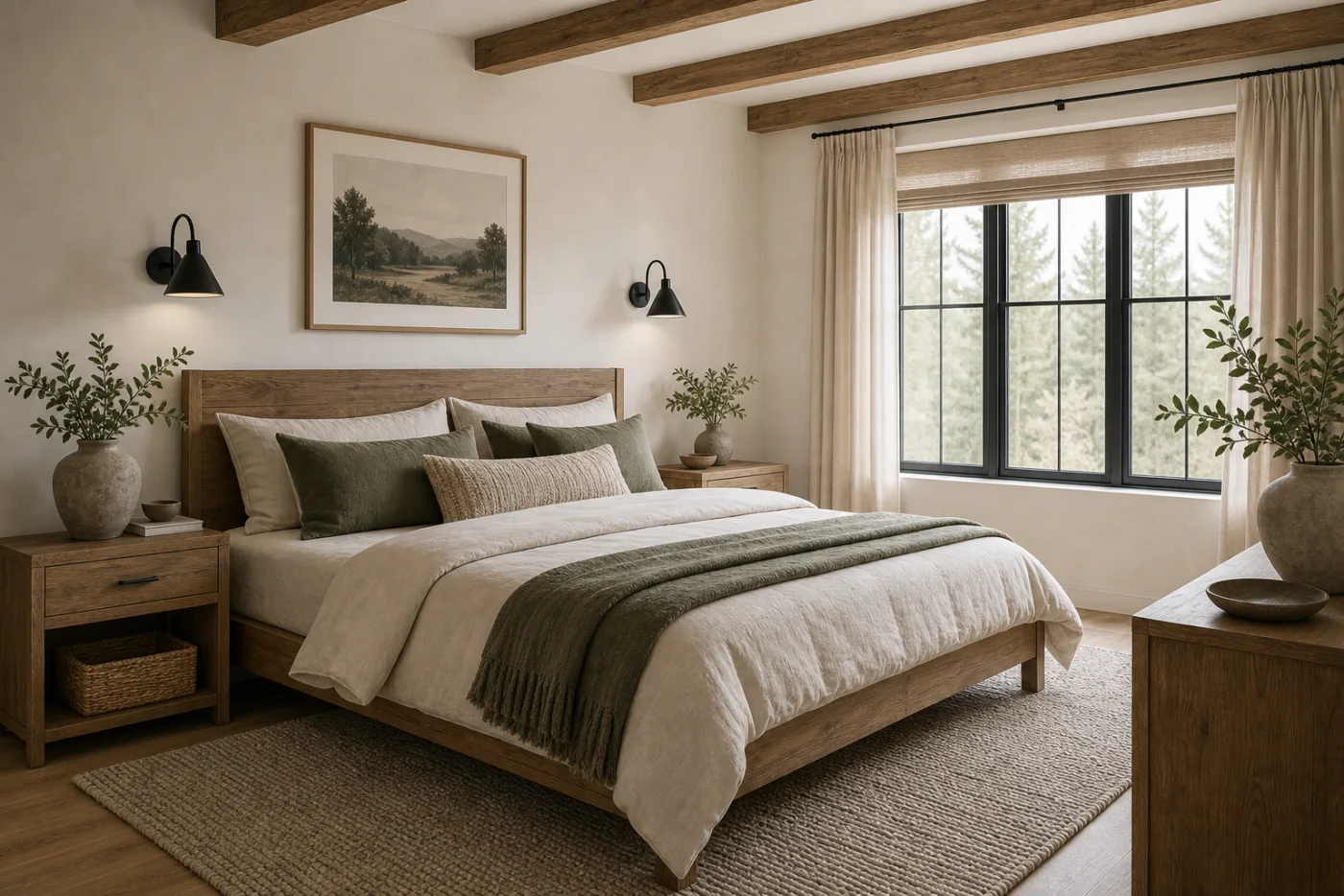 Light linen bedroom Modern Rustic Bedroom
