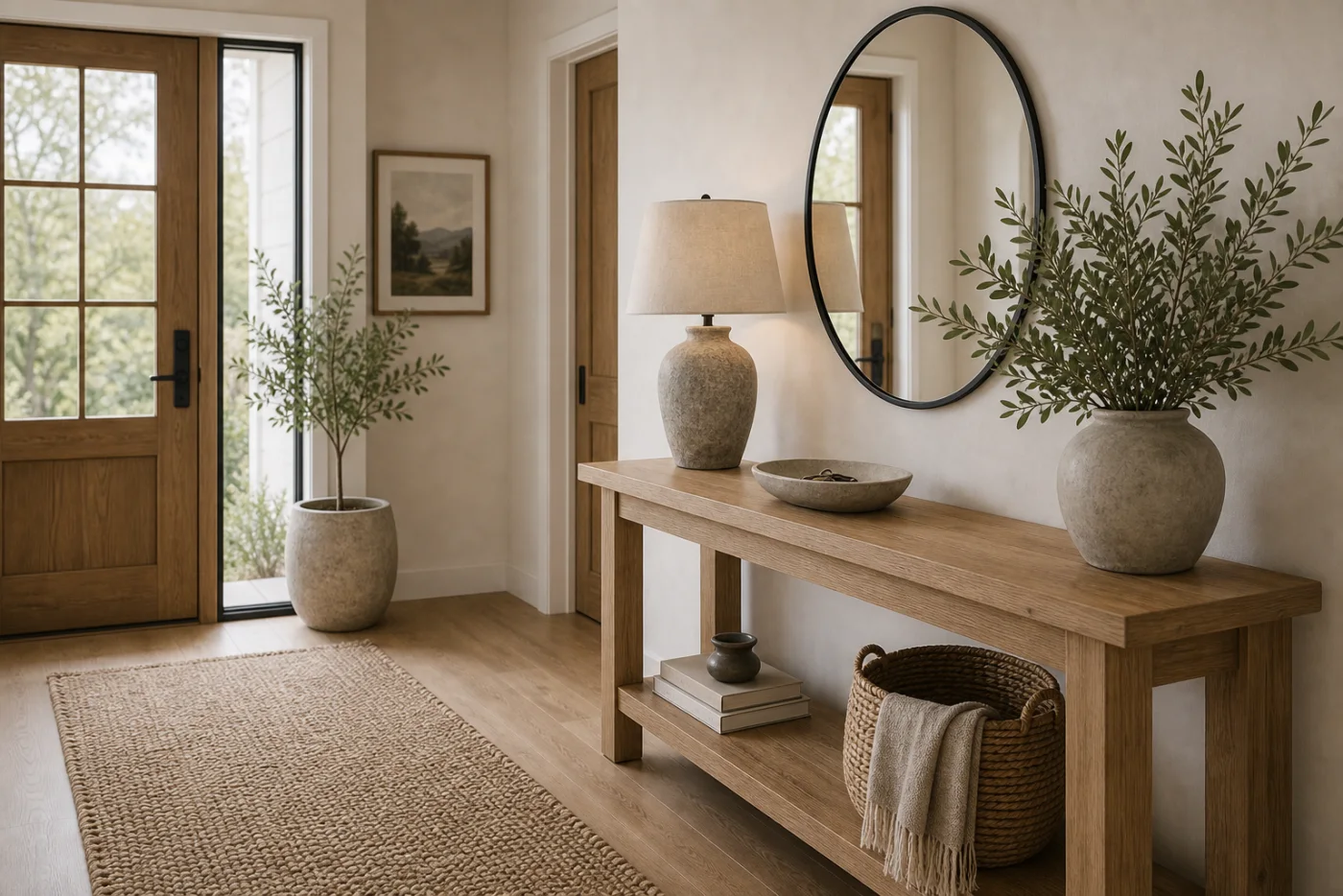 Light welcoming entry Modern Rustic Entryway & Hallway