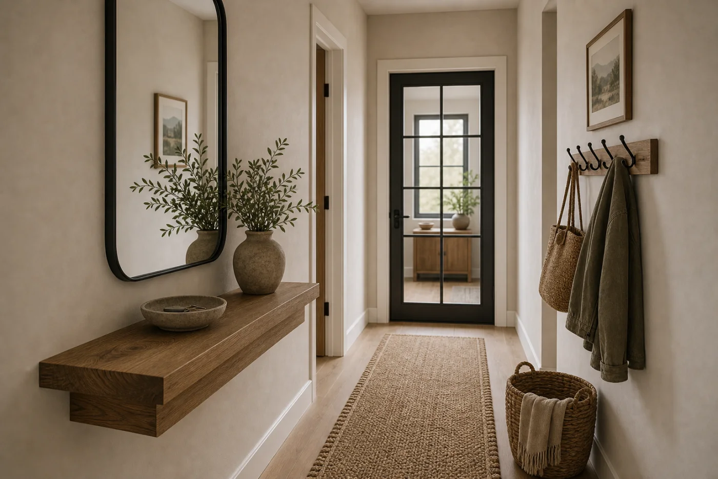 Narrow hallway Modern Rustic Entryway & Hallway