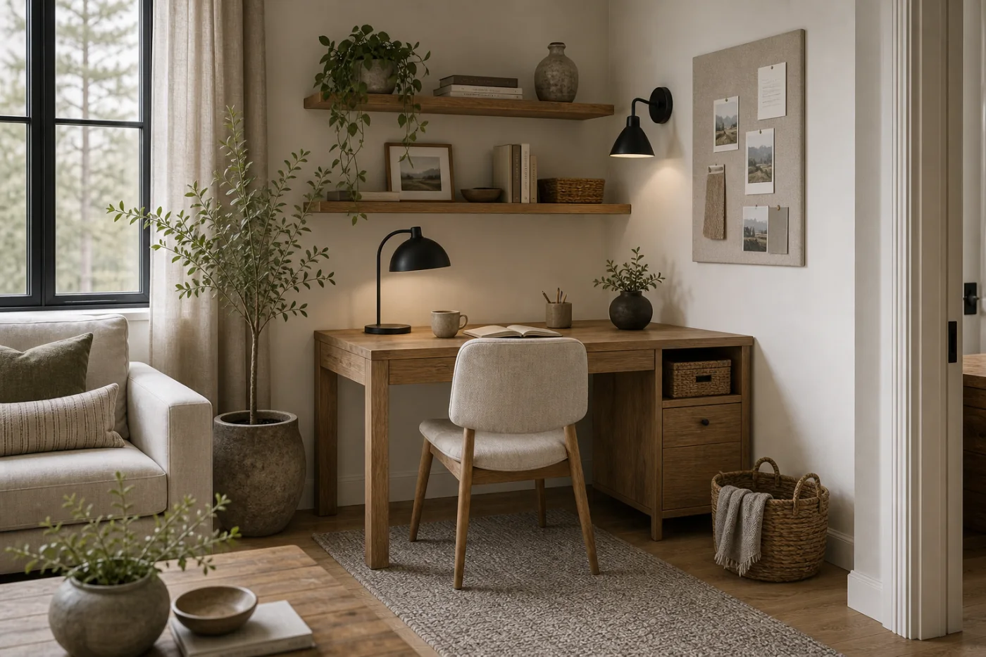 Compact corner workspace Modern Rustic Home Office
