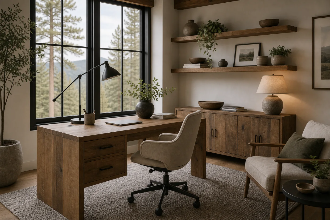 Window desk Modern Rustic Home Office