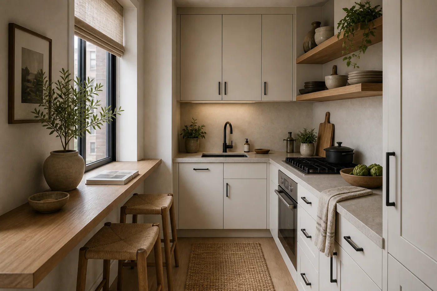 Compact apartment kitchen Modern Rustic Kitchen