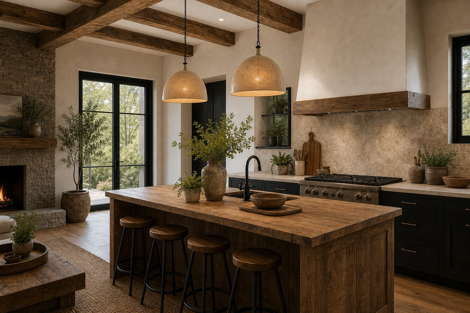 Modern Rustic Open kitchen interior