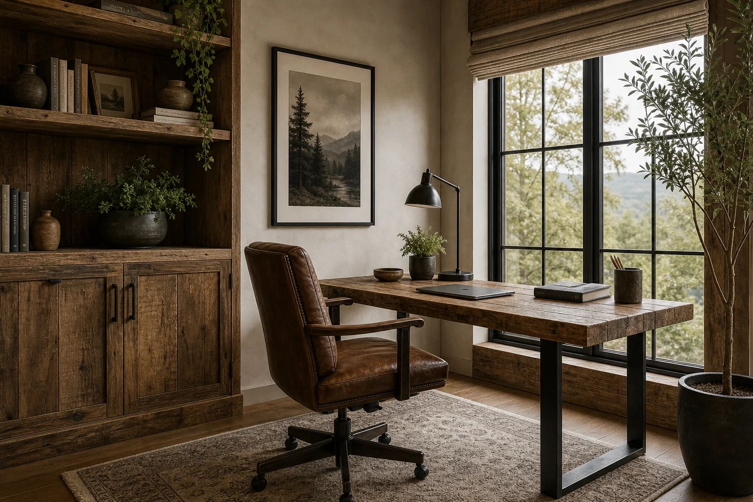 Modern Rustic Small office interior