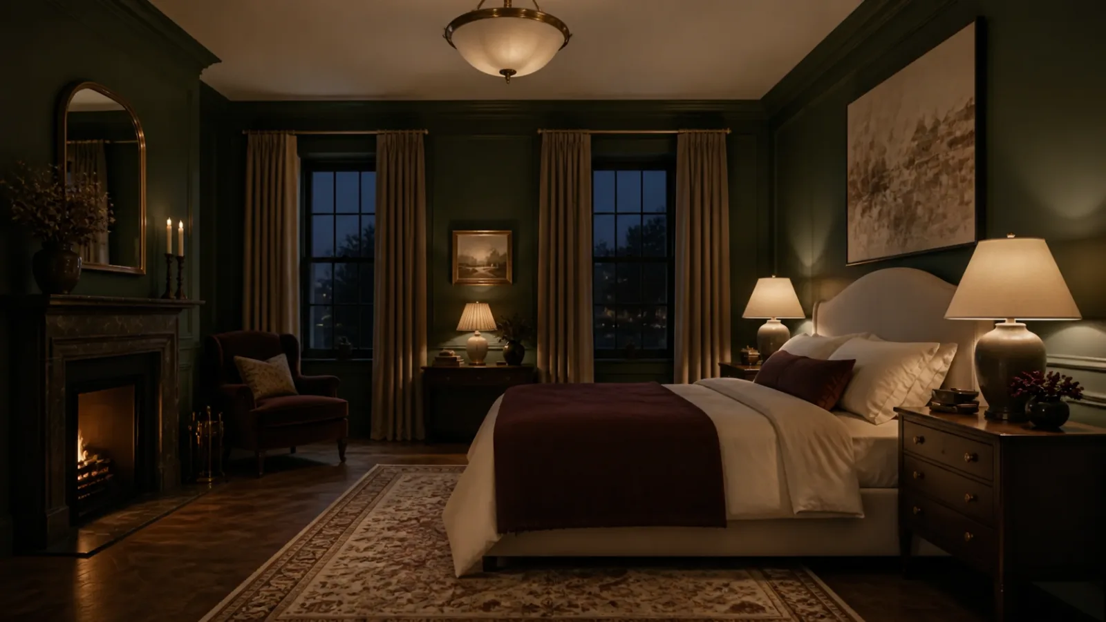 Evening Lamps Neo-Traditional Bedroom