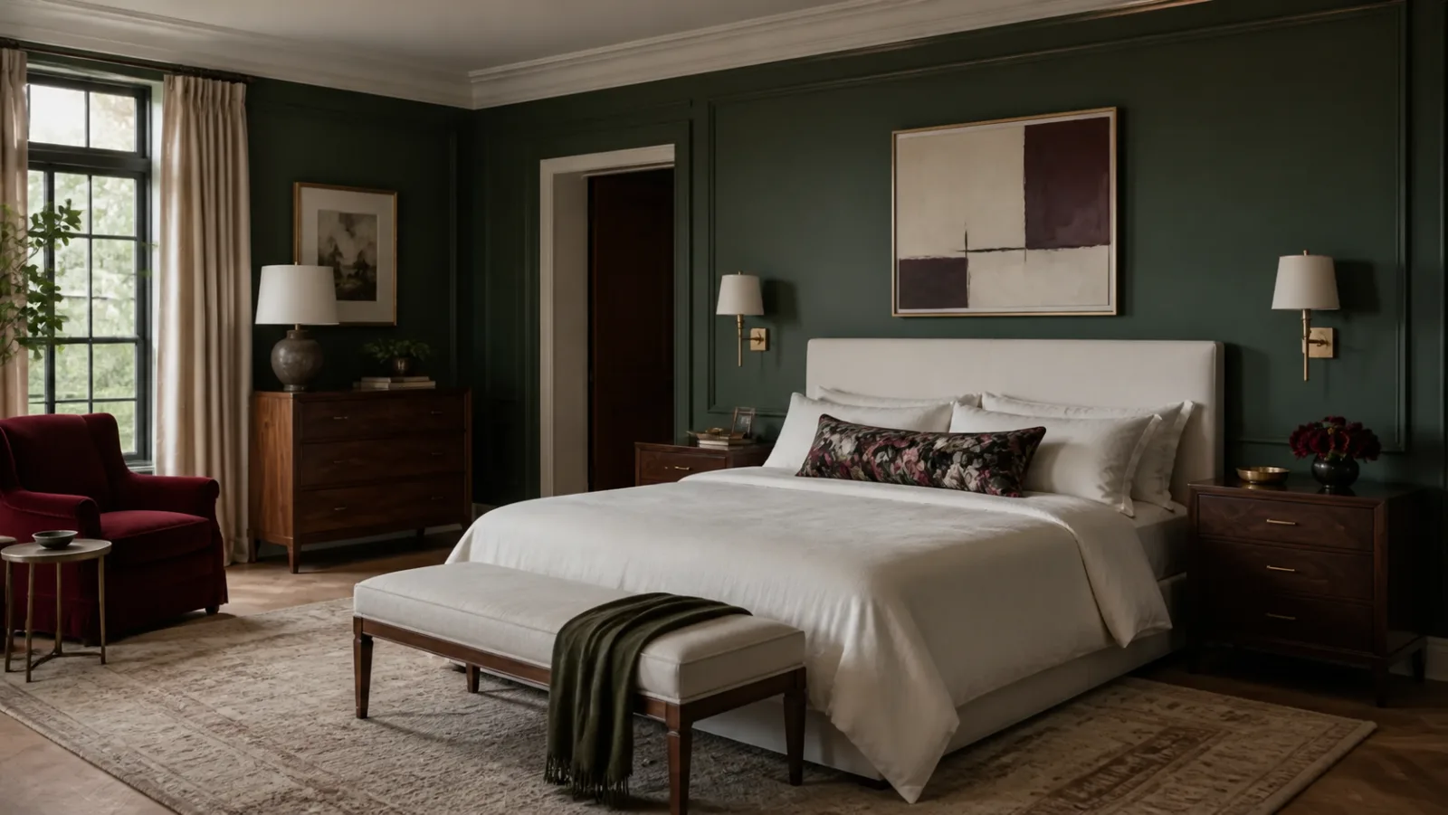 Floral Contrast Neo-Traditional Bedroom