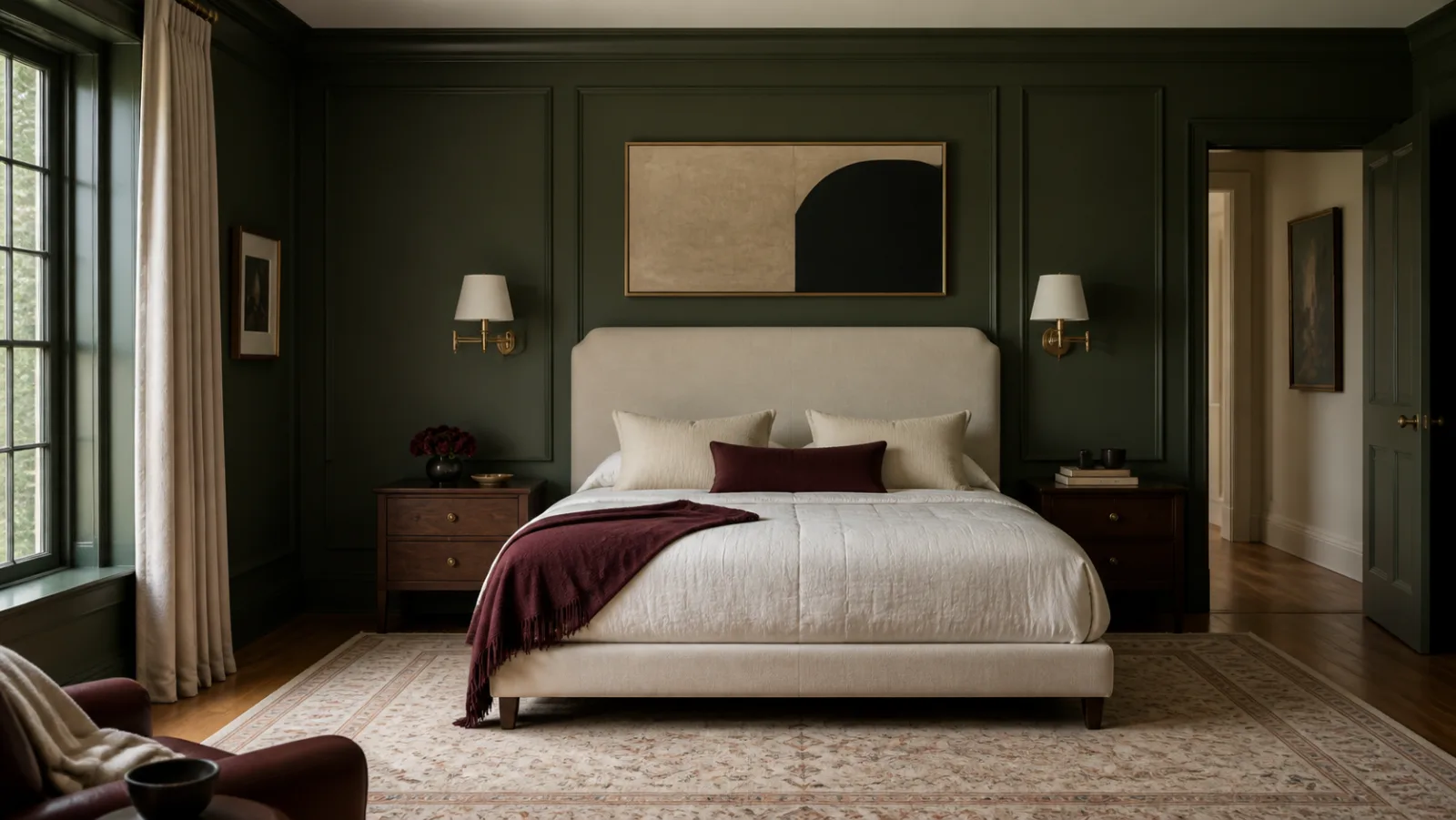 Paneled Headboard Neo-Traditional Bedroom