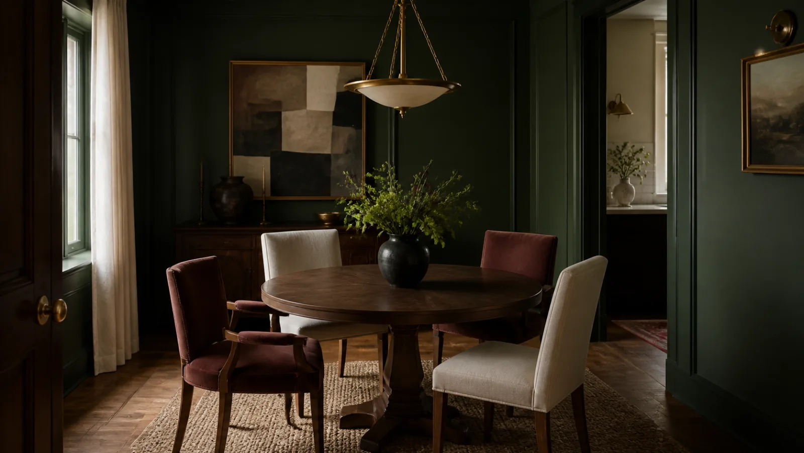 Compact Round Neo-Traditional Dining Room
