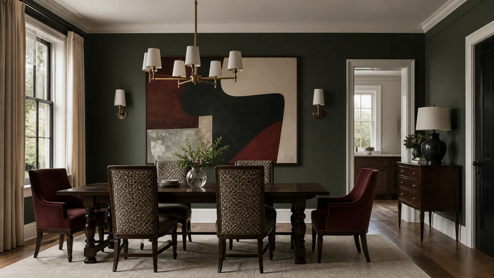 Modern Art Neo-Traditional Dining Room