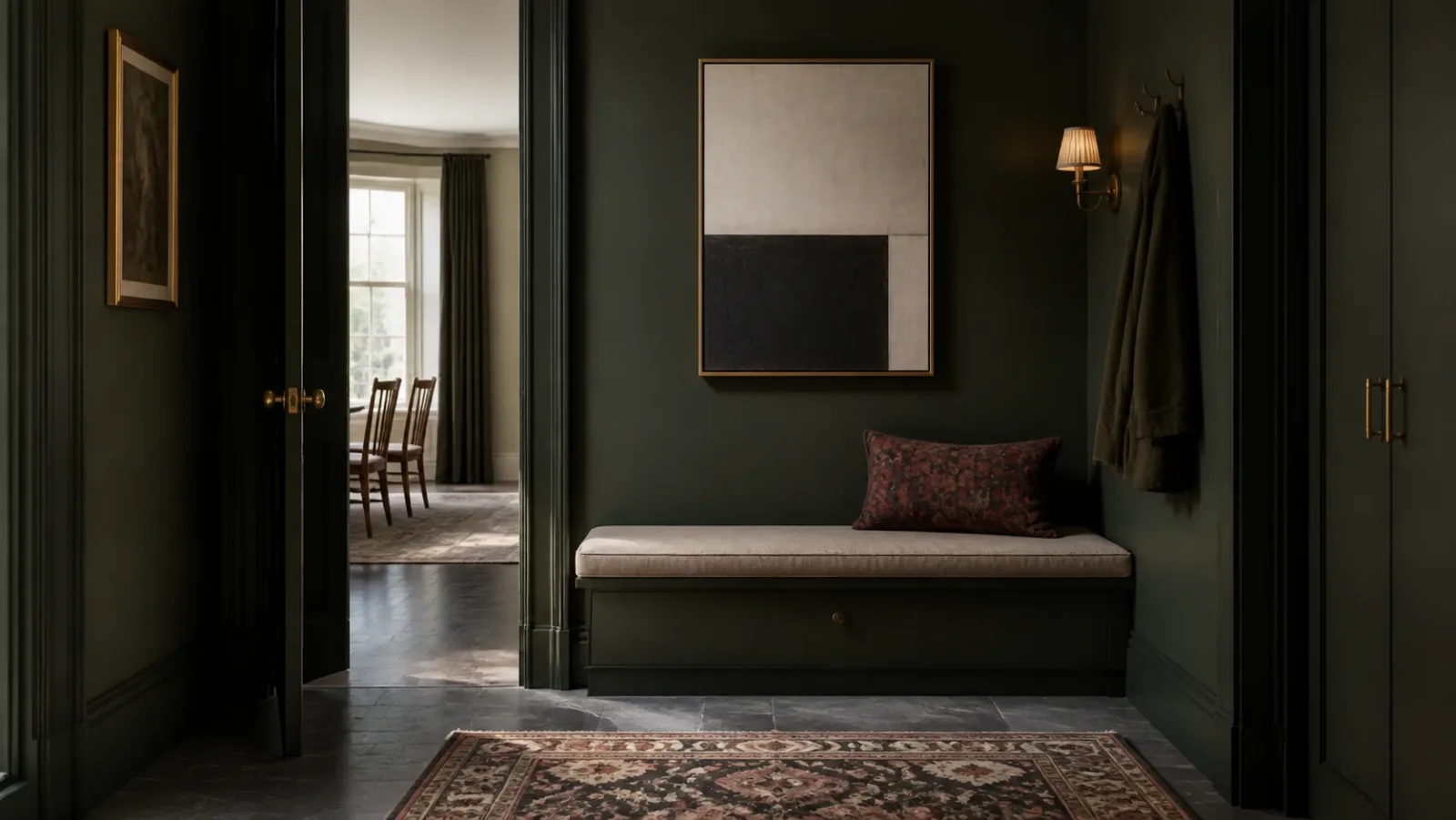 Compact Bench Neo-Traditional Entryway & Hallway