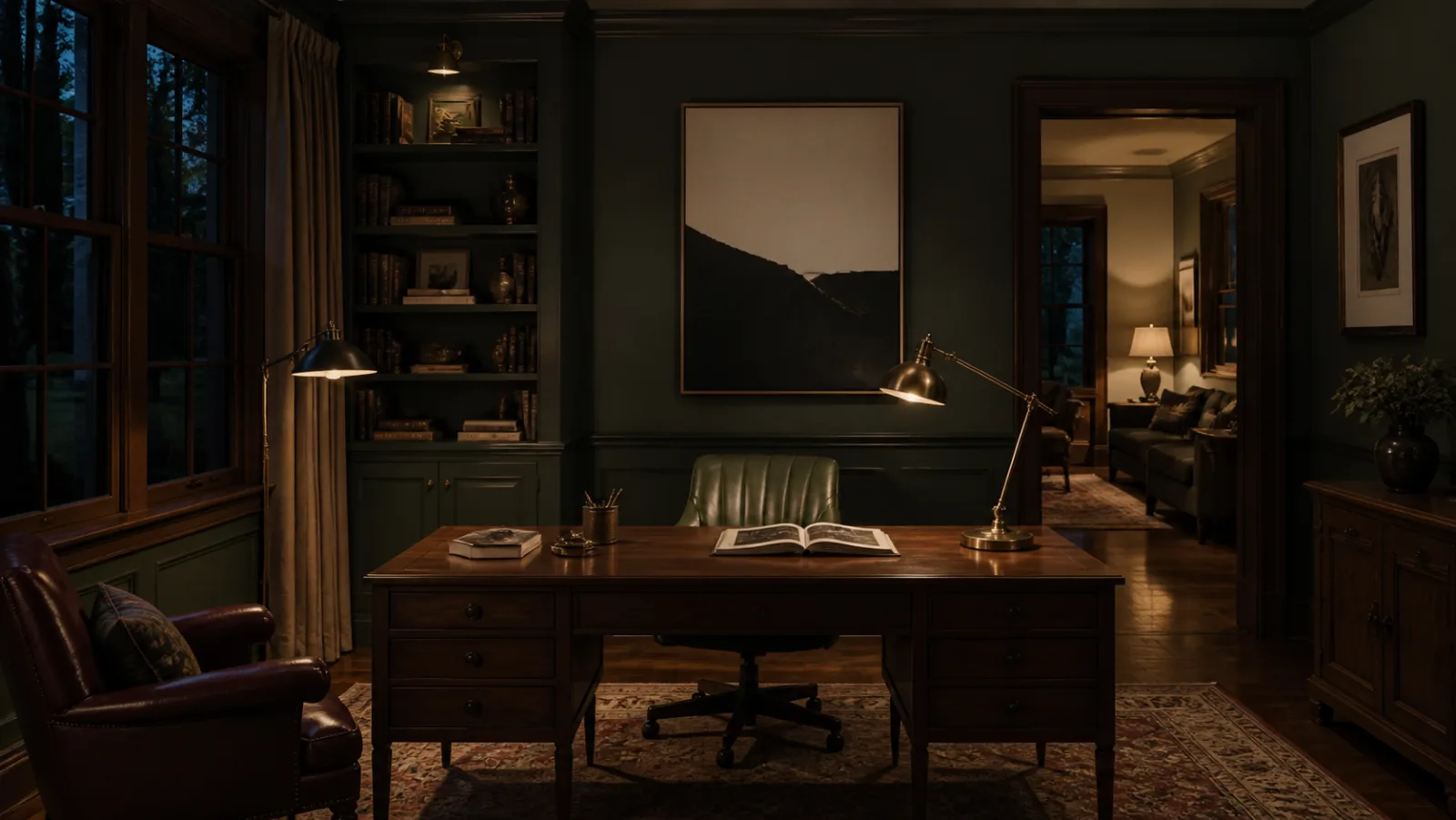 Evening Brass Neo-Traditional Home Office