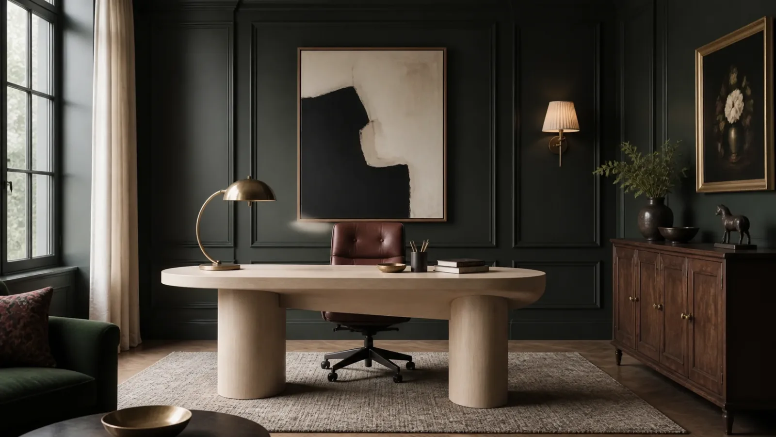 Sculptural Desk Neo-Traditional Home Office