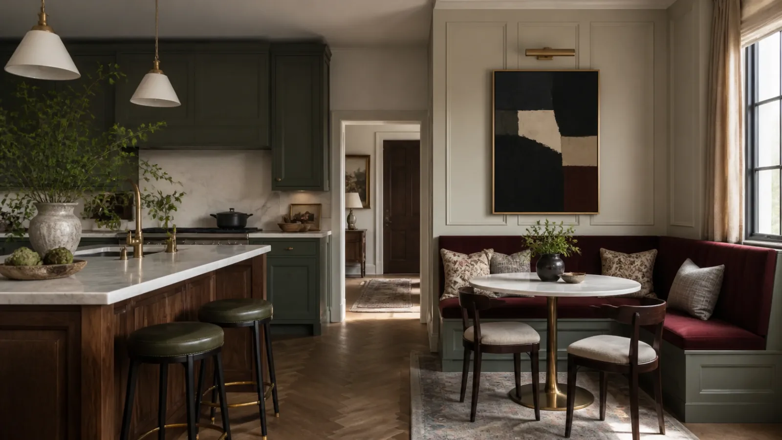 Art Wall Nook Neo-Traditional Kitchen