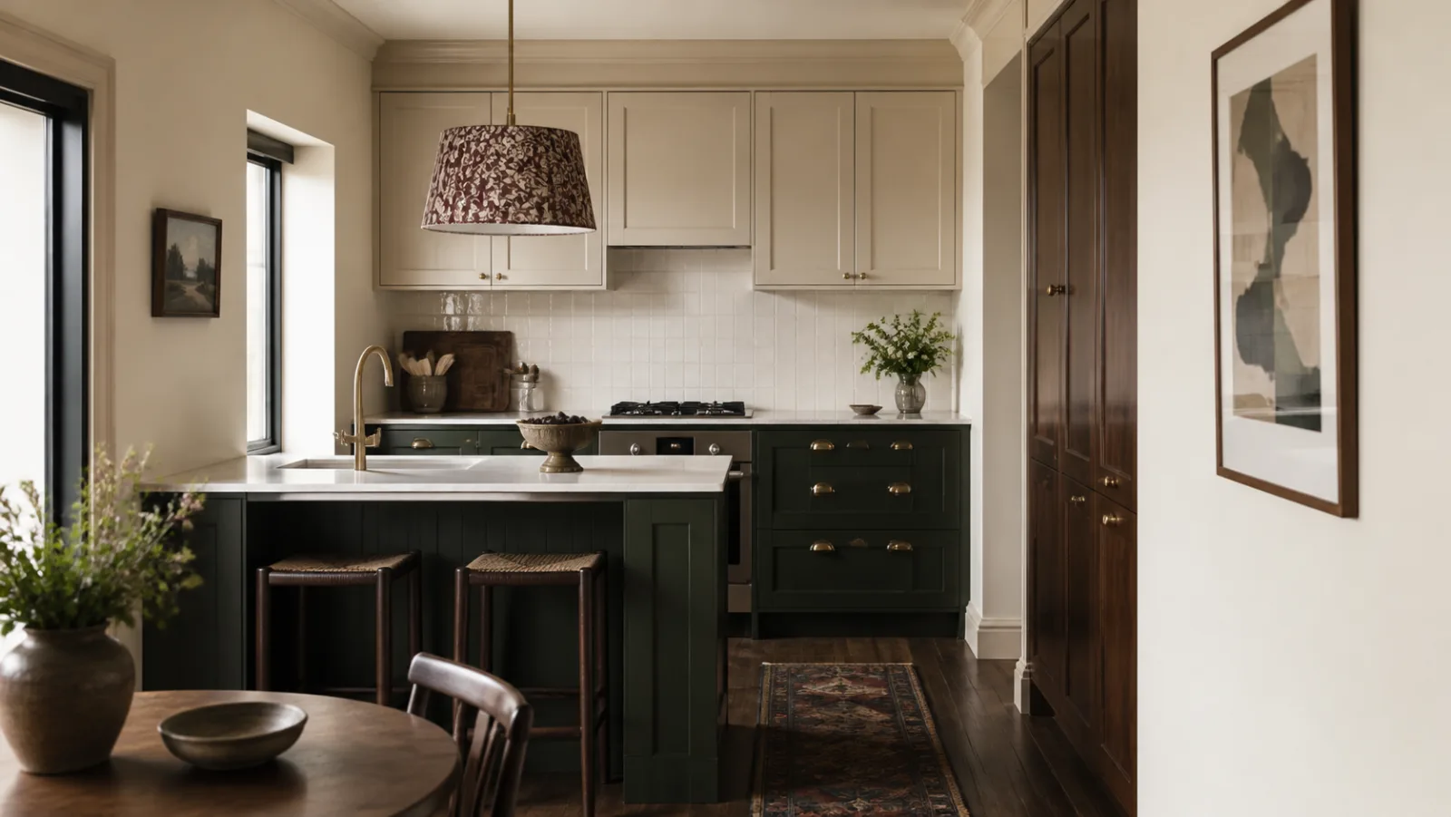 Compact Contrast Neo-Traditional Kitchen