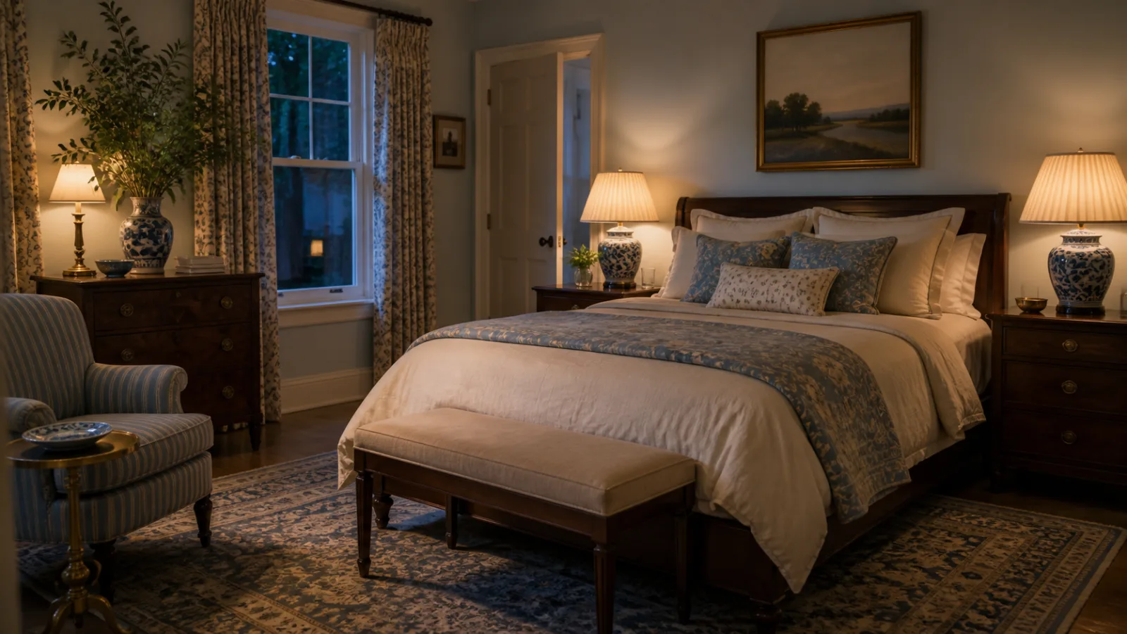 Evening Porcelain New Traditional Bedroom