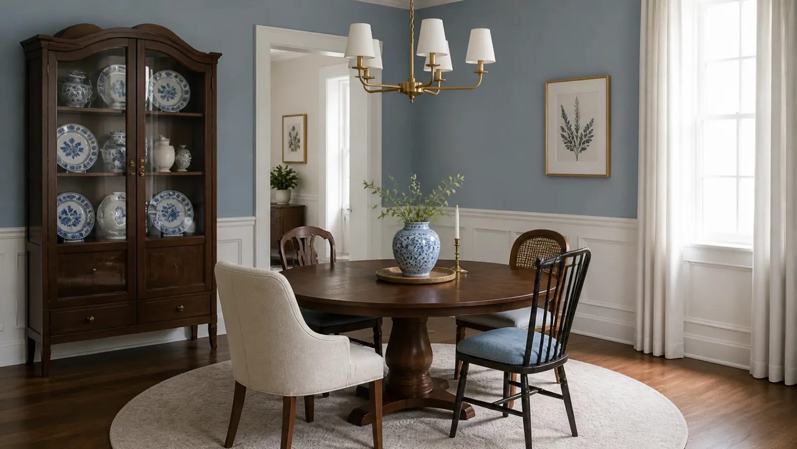Compact Round New Traditional Dining Room